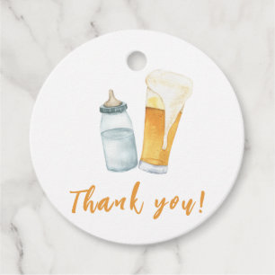 Étiquettes Cadeau Bébé brasse de la bière en bouteille Merci