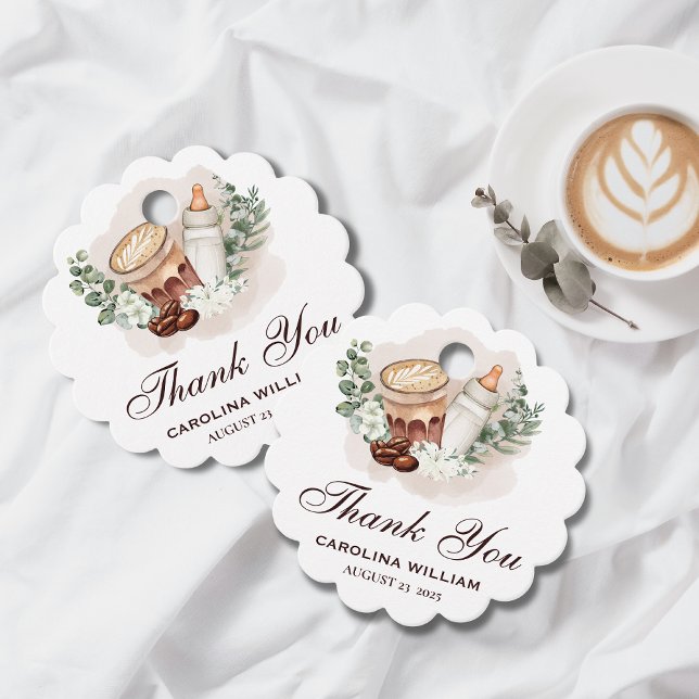 Étiquettes Cadeau Bébé brasse de la verdure Baby shower café (Créateur téléchargé)