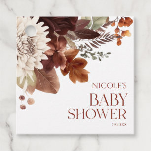 Étiquettes Cadeau Bébé Brown Bourgogne Dans Le Baby shower Floral Fl