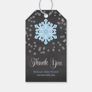 Étiquettes-cadeau Bébé c'est baby shower bleu de flocons de neige