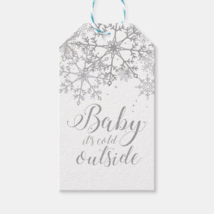 Étiquettes-cadeau Bébé c'est froid dehors Baby Showe Argent