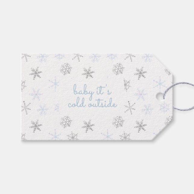 Étiquettes-cadeau Bébé C'est froid dehors Merci de flocon de neige (Devant (Horizontal))