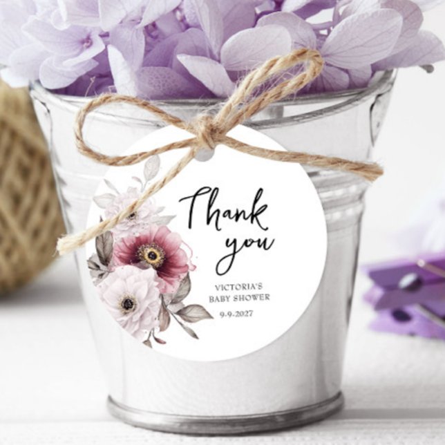 Étiquettes Cadeau Bébé dans le Baby shower en fleur (Créateur téléchargé)