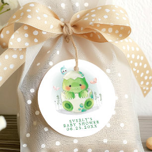 Étiquettes Cadeau Bébé Dinosaure Eau Douce Aquarelle Garçon Baby Sho
