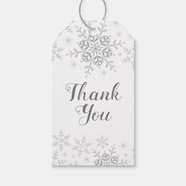 Étiquettes-cadeau Bébé Douce Nuit de Neige Fête Prénatale Argent (Devant)