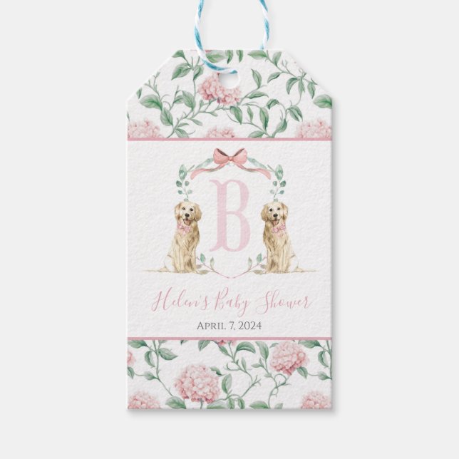 Étiquettes-cadeau Bébé doux Chien Baby shower Drapeau (Devant)