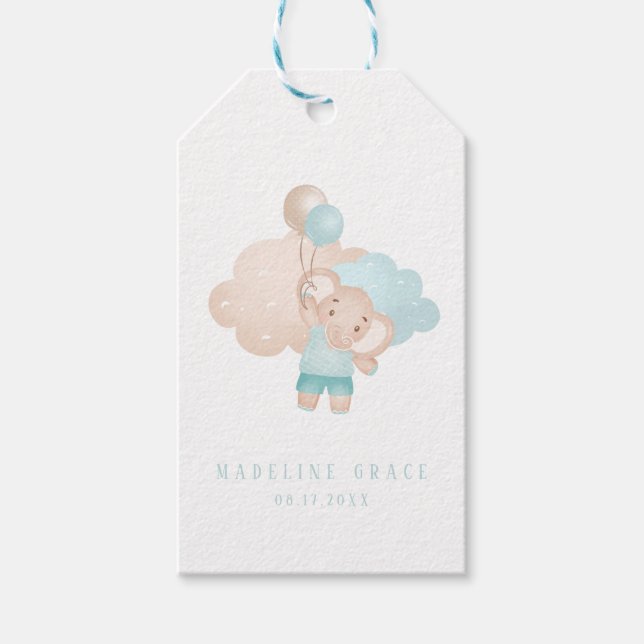 Étiquettes-cadeau Bébé éléphant Baby shower Favoriser/étiquette cade (Devant)