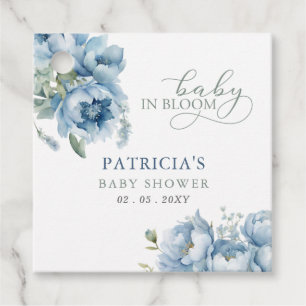 Étiquettes Cadeau Bébé en Fleur bleu Baby shower Floral Garçon
