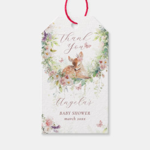 Étiquettes-cadeau Bébé en Fleur Bois Floral Bébé Fille Douche