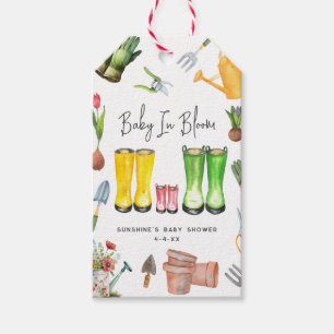Étiquettes-cadeau Bébé En Fleur Botte De Pluie Rose Jardinage
