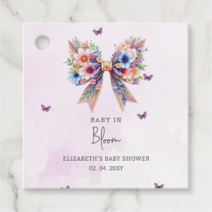 Étiquettes Cadeau Bébé en fleur Fleur sauvage Bow Girl Baby shower