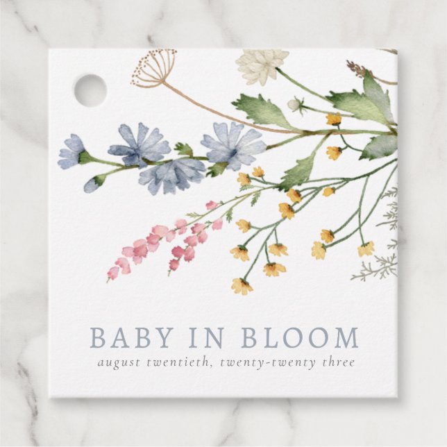 Étiquettes Cadeau Bébé en Fleur Fleur sauvage de printemps Bouquet f (Devant)