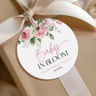 Étiquettes Cadeau Bébé En Fleur Rose Rose Baby shower Floral