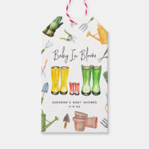 Étiquettes-cadeau Bébé En Fleur Rouge Pluie Bottes Jardinage