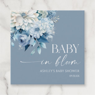Étiquettes Cadeau Bébé en Fleur Saupoudré Bleu Floral Baby Shower