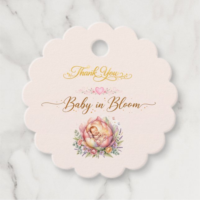 Étiquettes Cadeau bébé en fleurs (Devant)