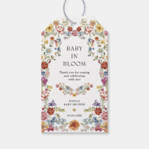 Étiquettes-cadeau Bébé en fleurs Baby Shower Bohème Jardin Fleurs