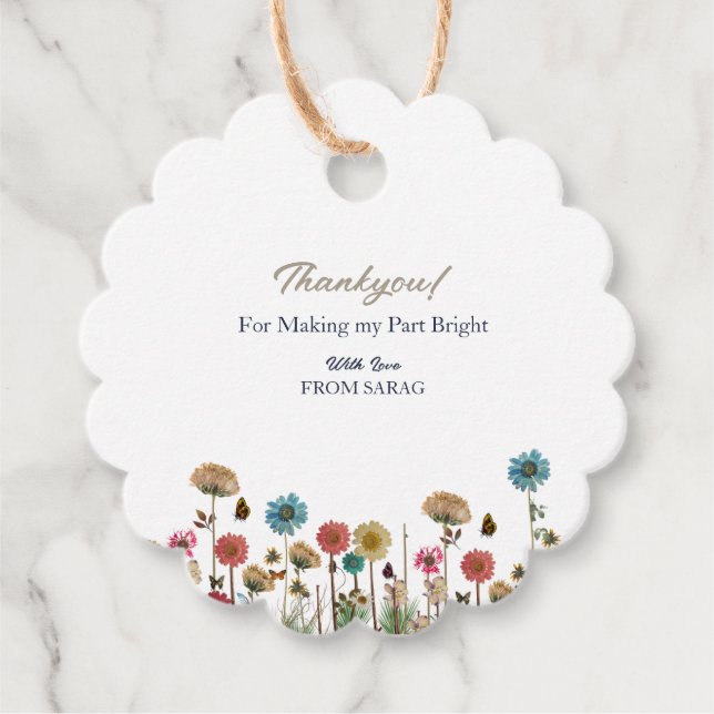Étiquettes Cadeau Bébé en fleurs baby shower fleur sauvage merci (Devant)