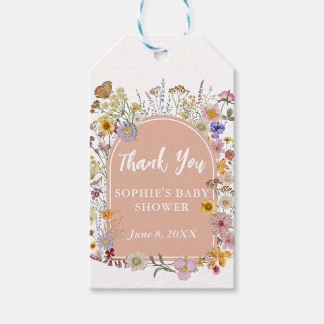 Étiquettes-cadeau Bébé En fleurs Fleur des champs Rose poussiéreux (Devant)