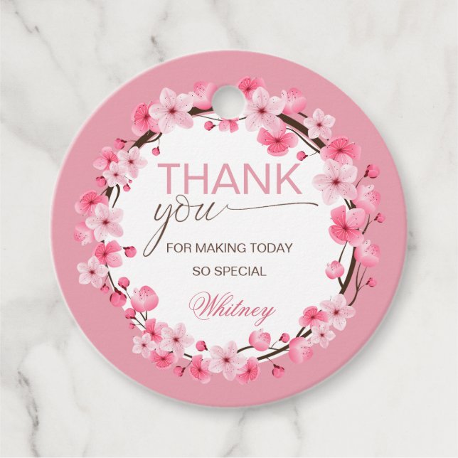 Étiquettes Cadeau Bébé en fleurs fleurs fleurs de cerisier (Devant)