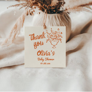 Étiquettes Cadeau Bébé en fleurs main tiré Baby shower floral