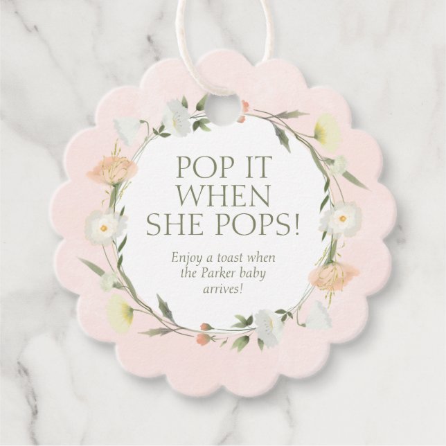 Étiquettes Cadeau Bébé en fleurs Sprinkle Pop à son ouverture (Devant)
