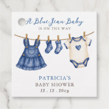 Bébé en Jean Bleu Est En Route Fille Baby Shower