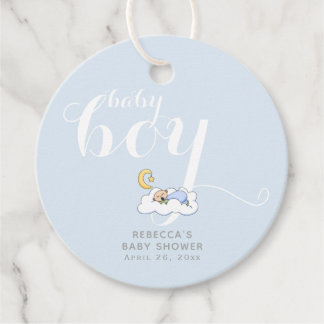 Étiquettes Cadeau Bébé endormi typographie Merci baby shower