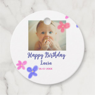 Étiquettes Cadeau Bébé enfants 1er anniversaire ajouter le nom date