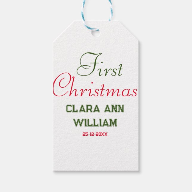 ÉTIQUETTES-CADEAU BÉBÉ ENFANTS PREMIER NOËL VACANCES AJOUTER LE NOM  (Devant)