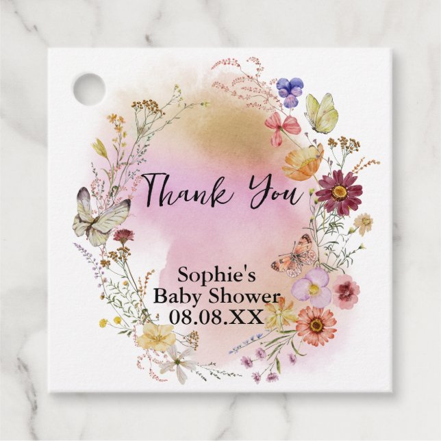 Étiquettes Cadeau Bébé fleur sauvage dans le Baby shower en fleurs (Devant)