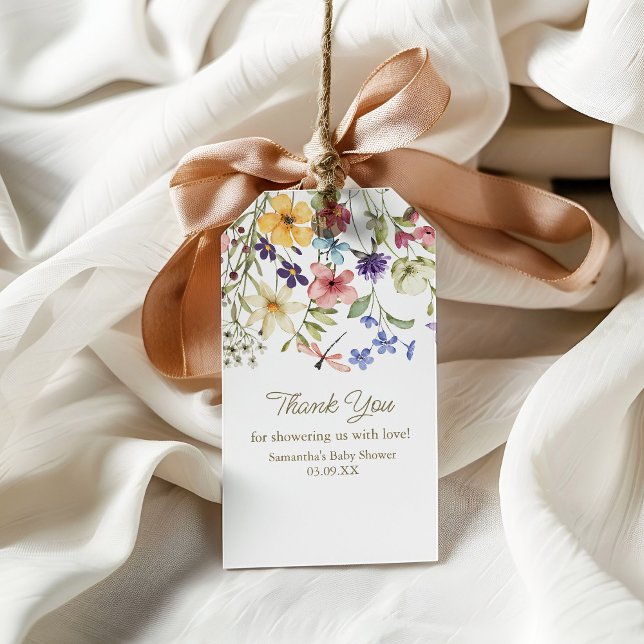 Étiquettes-cadeau Bébé fleur sauvage En Fleur Baby shower Favoriser  (Créateur téléchargé)