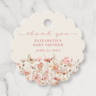 Étiquettes Cadeau Bébé fleur sauvage en fleurs Baby shower Merci