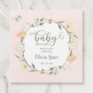 Étiquettes Cadeau Bébé fleur sauvage Sip Et Voir Merci