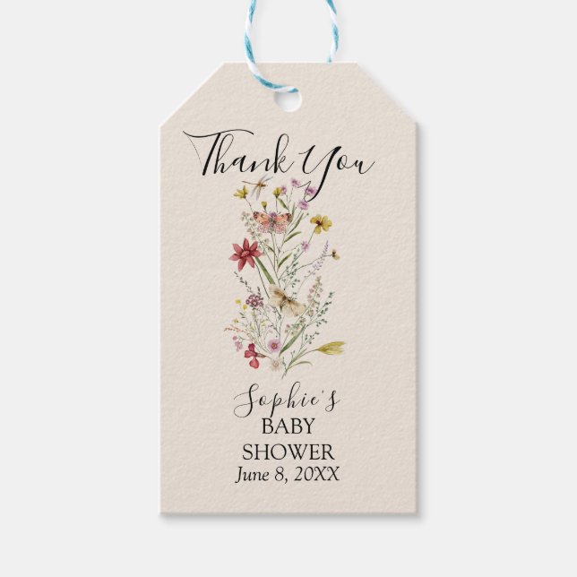 Étiquettes-cadeau Bébé Fleur sauvage Whimsical En Fleur (Devant)