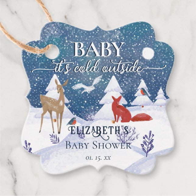 Étiquettes Cadeau Bébé Il fait froid à l'extérieur du Baby shower bo (Devant)