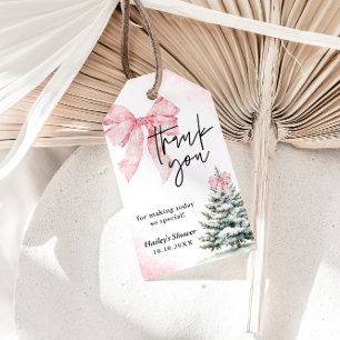 Étiquettes-cadeau Bébé il fait froid dehors Arc rose hiver Baby Show