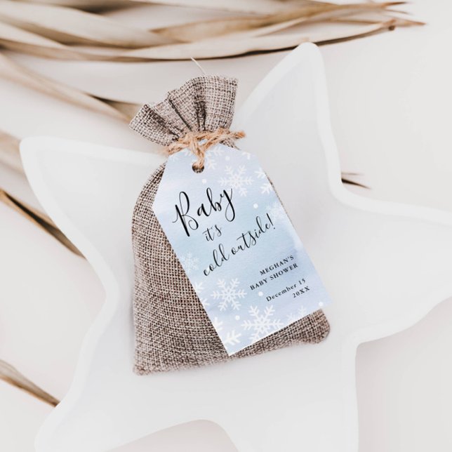 Étiquettes-cadeau Bébé Il fait froid dehors Baby shower bleu Favour (Créateur téléchargé)
