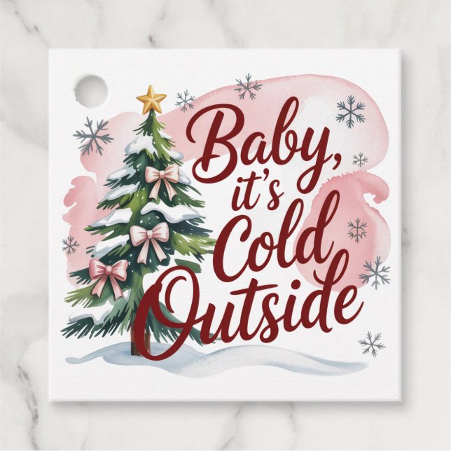 Étiquettes Cadeau Bébé, il fait froid dehors Baby shower d'hiver Mer (Devant)