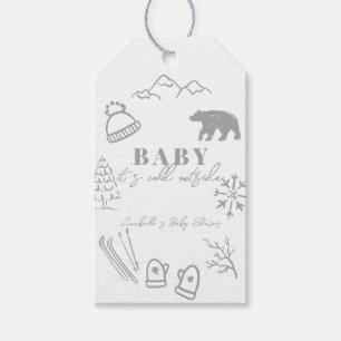 Étiquettes-cadeau Bébé il fait froid dehors Baby Shower Gris dessin 