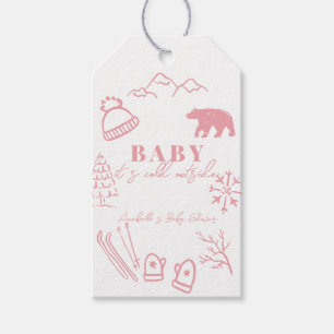 Étiquettes-cadeau Bébé il fait froid dehors Baby Shower Rose Dessin 