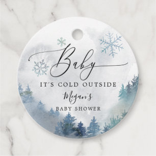 Étiquettes Cadeau Bébé Il fait froid dehors Bleu Douche d'hiver