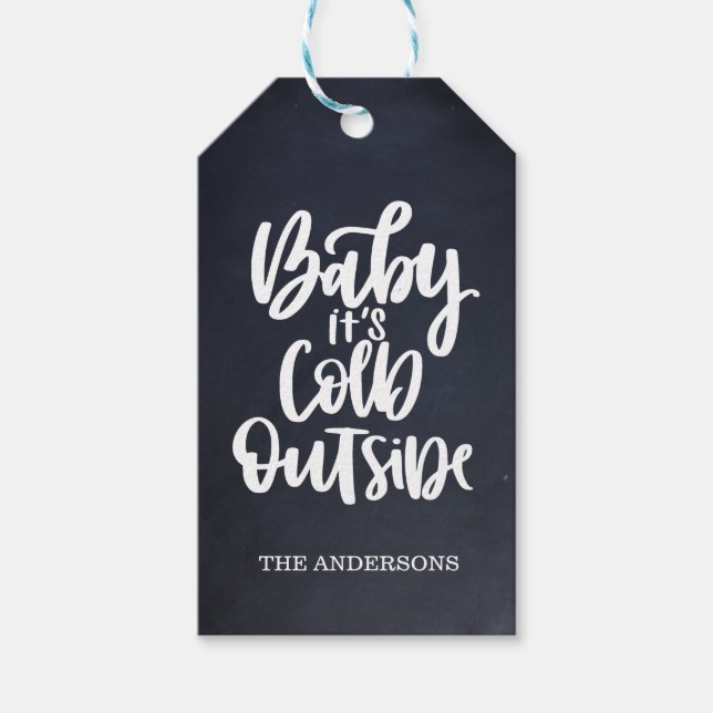 Étiquettes-cadeau Bébé Il fait froid dehors | Tableau | Rouge (Devant)