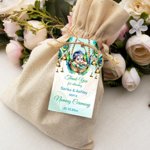 Étiquettes-cadeau Bébé Krishna Cérémonie de baptême Namkaran Cradle