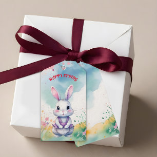 Étiquettes-cadeau Bébé lapin au printemps