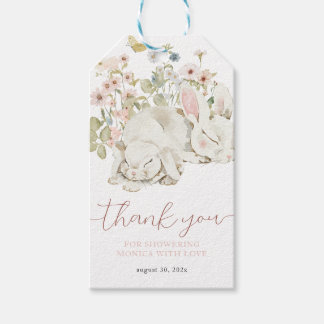 Étiquettes-cadeau Bébé Lapin C'est une Fille Fleur des Champs