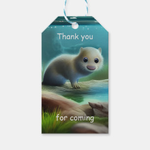 Étiquettes-cadeau Bébé loutre mignon dans un étang - Merci pour l'an