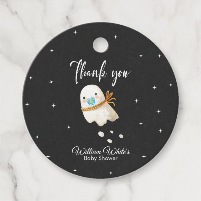 Étiquettes Cadeau Bébé mignon fantôme Halloween Baby shower d'automn (Devant)