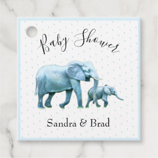 Étiquettes Cadeau Bébé mignon garçon bleu Eléphants Baby shower