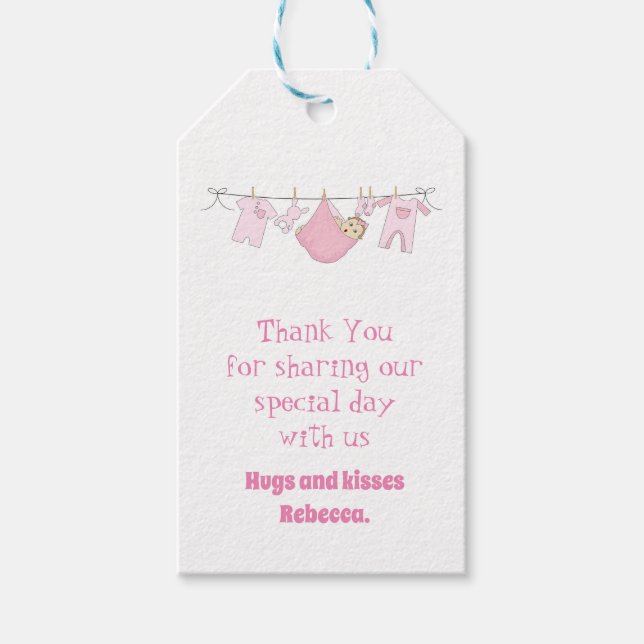 Étiquettes-cadeau Bébé mignon Illustration Merci Tags cadeaux (Devant)